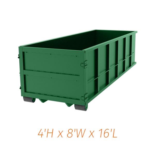 a 15-yard dumpster can hold up to 15 cubic yards of waste